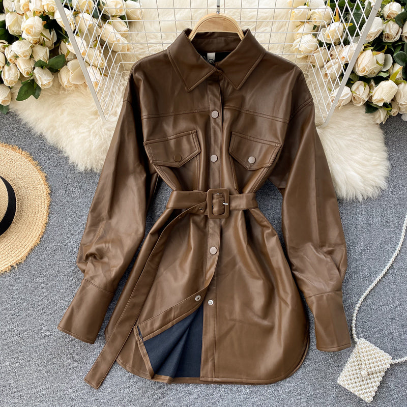 Net Red Same Style Autumn and Winter PU Leather Jacket Women