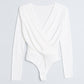 Fashion Solid Color Long-sleeved Slim V-neck Jumpsuit
