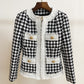 European And American Round Neck Zipper Thousand Bird Check Jacket In Autumn And Winter
