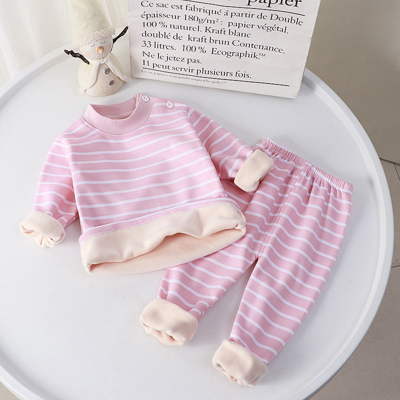 Sous-vêtements thermiques pour enfants, ensemble en velours épais