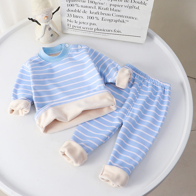 Sous-vêtements thermiques pour enfants, ensemble en velours épais