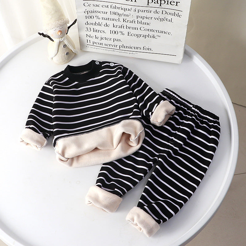 Sous-vêtements thermiques pour enfants, ensemble en velours épais