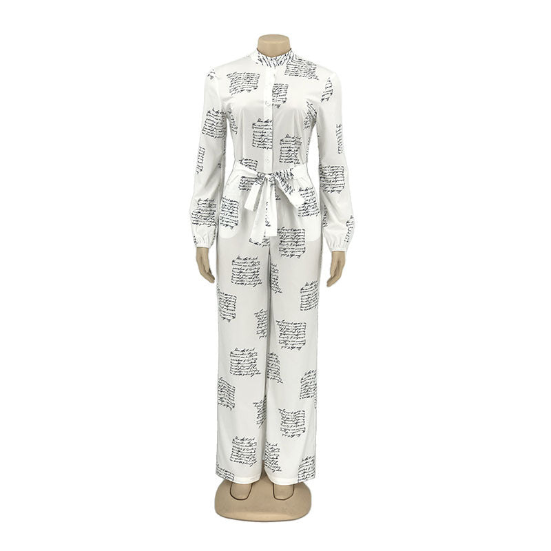 Fashion Women's Letter Printing Casual Jumpsuit