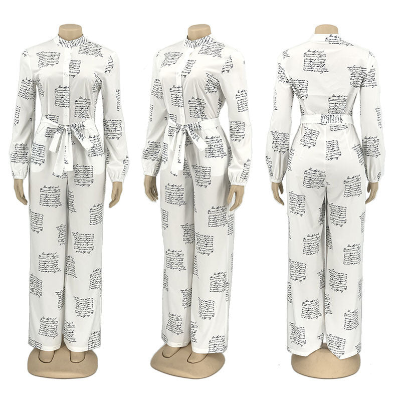 Fashion Women's Letter Printing Casual Jumpsuit