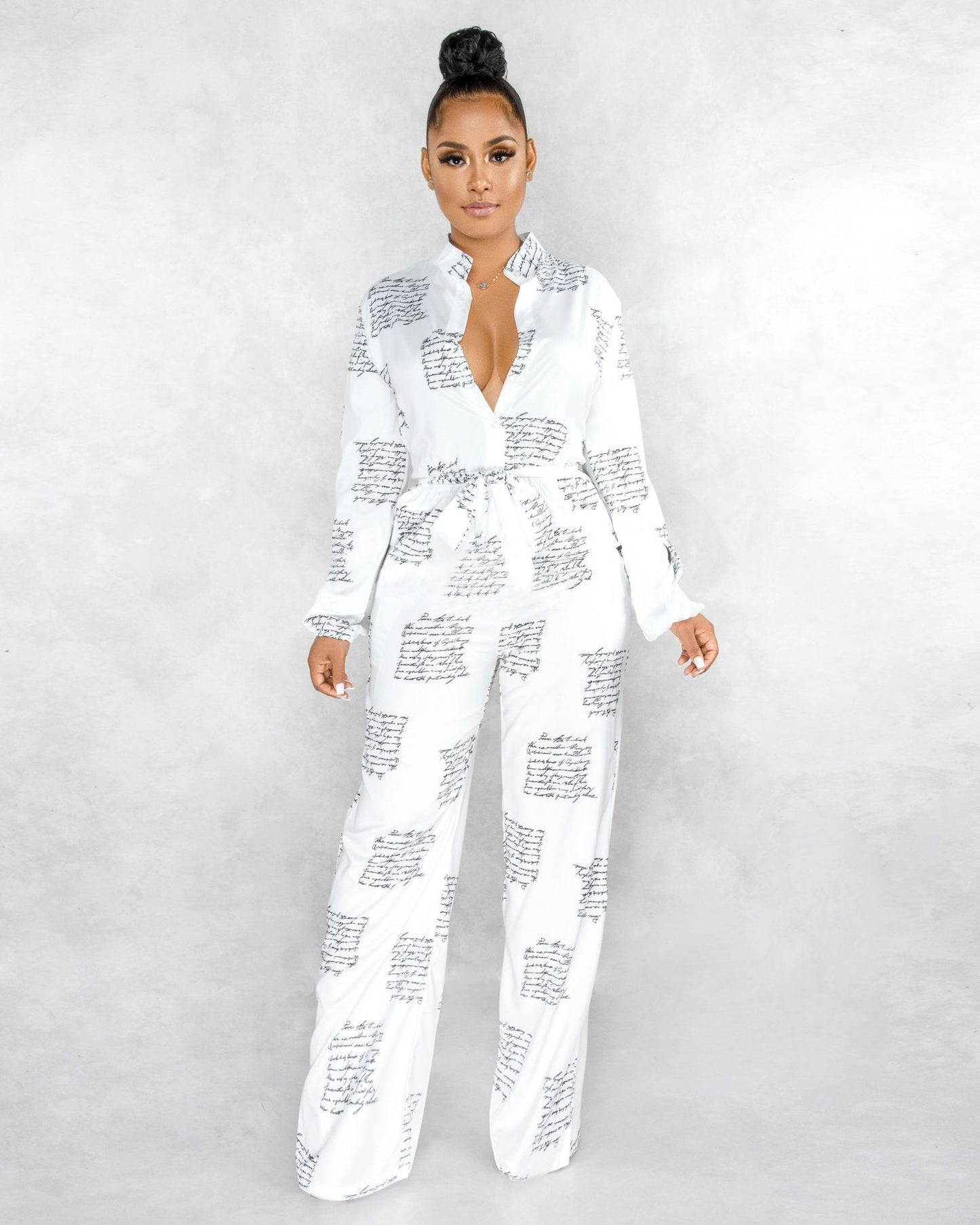 Fashion Women's Letter Printing Casual Jumpsuit