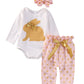 Baby Bunny Romper With Bowknot Lace Trousers Headband
