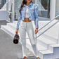 Women's Court Style Temperament Lapel Loose Short Denim Jacket Women