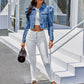 Women's Court Style Temperament Lapel Loose Short Denim Jacket Women