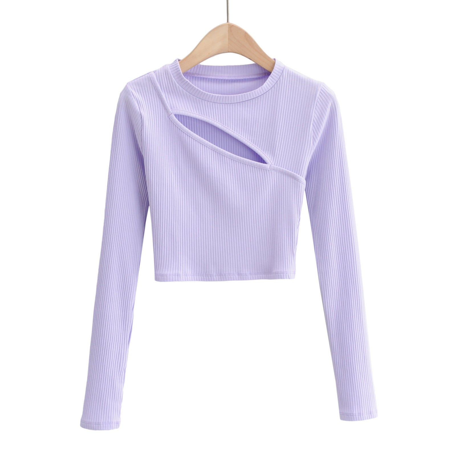Aproms-Women Ribbed Knit Long Sleeve T-Shirt Slim Crop Top Women Urban Fashion Black T-Shirt