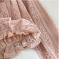 Temperament Ruffled Square Neck Lace Clavicle Long Sleeve Lace Top