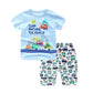 Ensemble deux pièces en coton à manches courtes pour enfants, garçons et filles, avec boucle d'épaule, col rond, vêtements décontractés