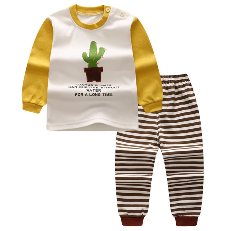 Ensemble deux pièces en coton à manches courtes pour enfants, garçons et filles, avec boucle d'épaule, col rond, vêtements décontractés