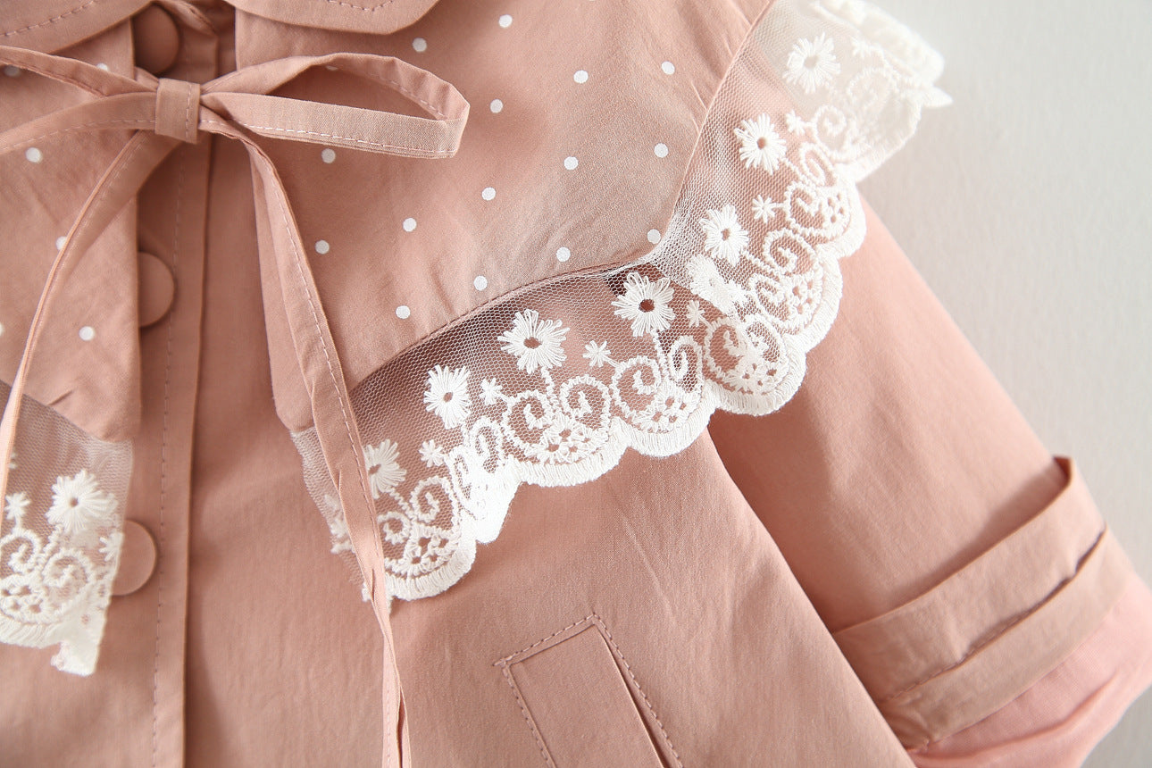 Korean Style Idea Lace Trench Coat Girls Fashion Jacket
