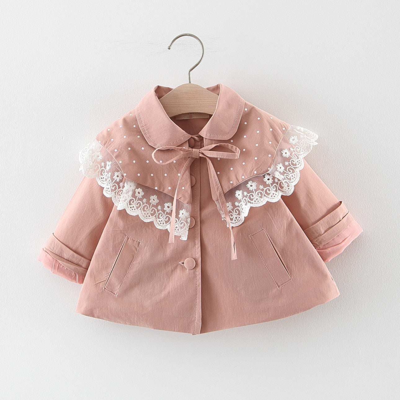 Korean Style Idea Lace Trench Coat Girls Fashion Jacket