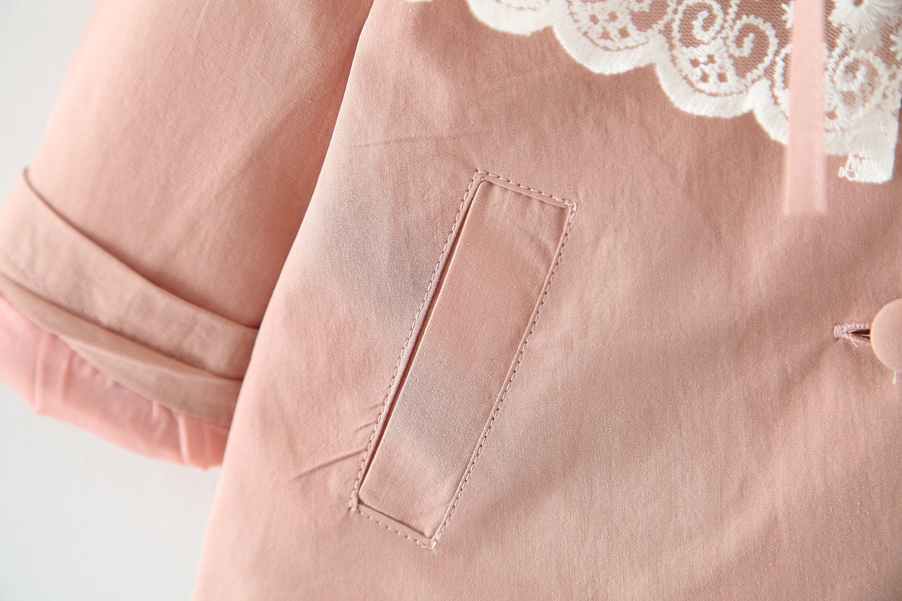 Korean Style Idea Lace Trench Coat Girls Fashion Jacket