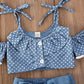 Girls' Polka Dot Sling Top Lace-up Dovetail Skirt
