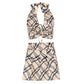 Checked Strapless Waistcoat Suit With Straps