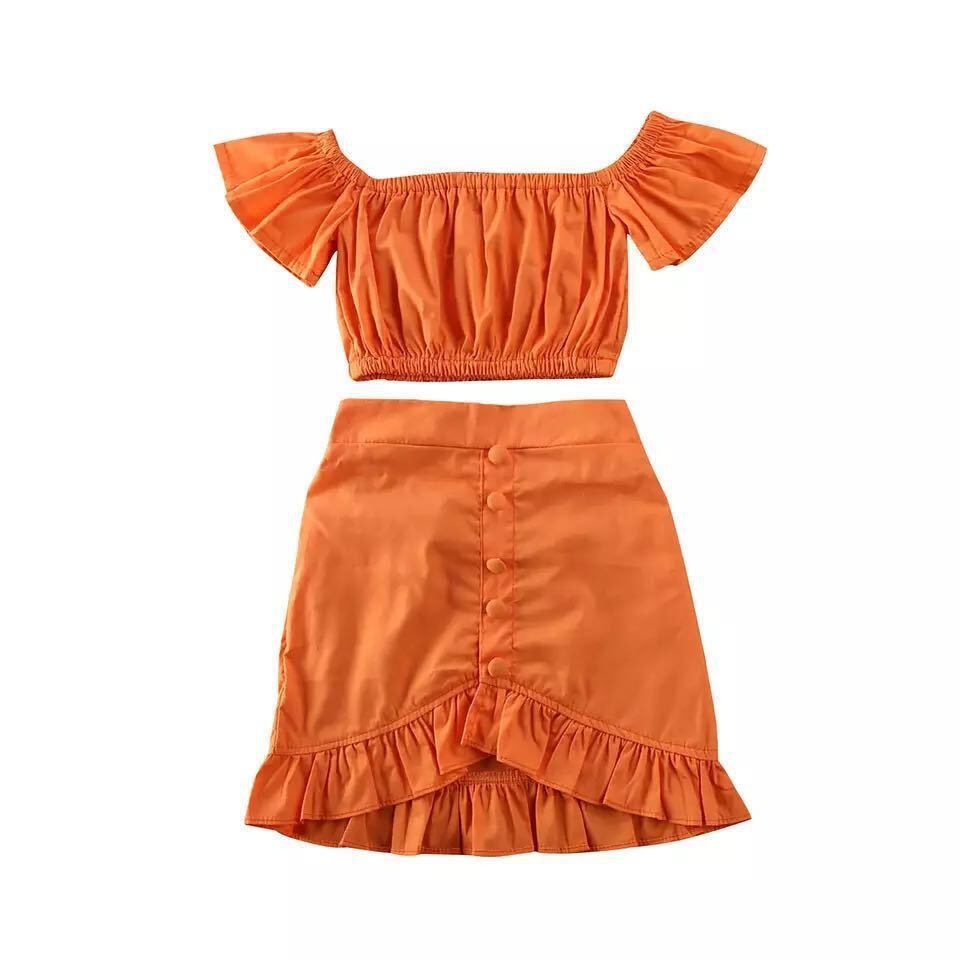 Ensemble deux pièces chemise et jupe sirène pour fille