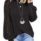 Round Collar Long Sleeves Lace Stitching Blouse Woman