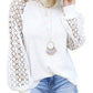 Round Collar Long Sleeves Lace Stitching Blouse Woman