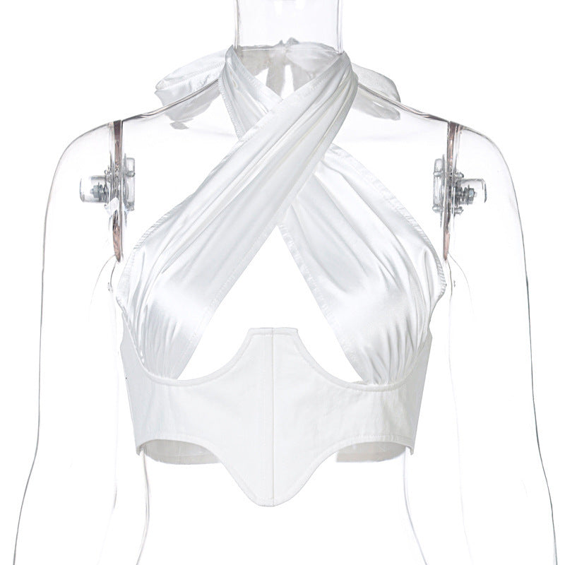 Lace-Up Halter Stitching Camisole Women