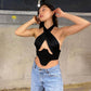 Lace-Up Halter Stitching Camisole Women