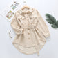All-Match Mid-Length Corduroy Waist Shirt