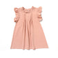 Princess Dress Lace Flying Sleeves Solid Color Linen Girl Dress