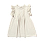 Princess Dress Lace Flying Sleeves Solid Color Linen Girl Dress