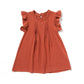 Princess Dress Lace Flying Sleeves Solid Color Linen Girl Dress