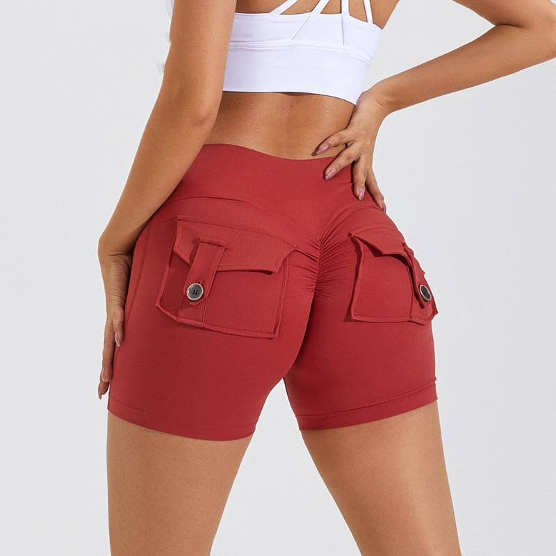 Short taille haute avec poches pour le yoga, le fitness, le sport, l'été
