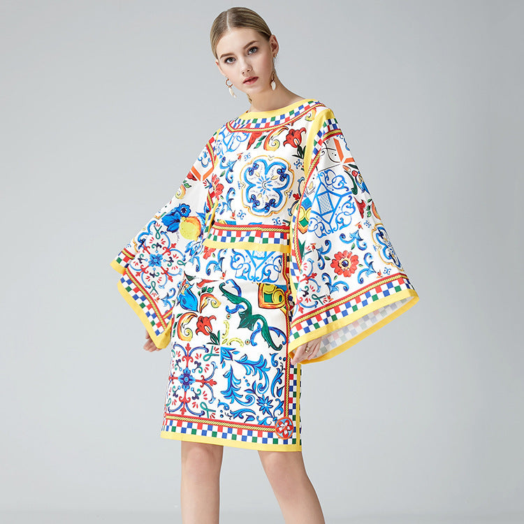 Robe imprimée pour femmes, style européen et américain, à la mode