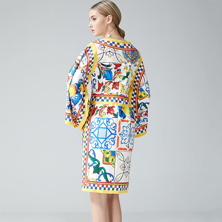 Robe imprimée pour femmes, style européen et américain, à la mode