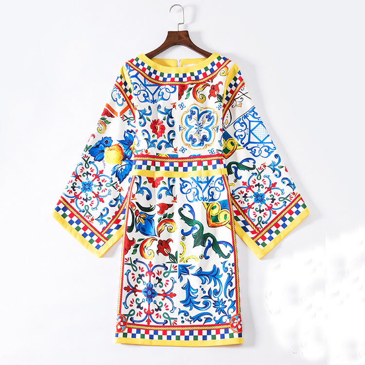 Robe imprimée pour femmes, style européen et américain, à la mode