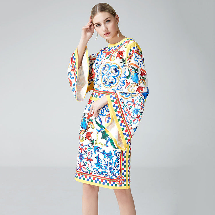 Robe imprimée pour femmes, style européen et américain, à la mode