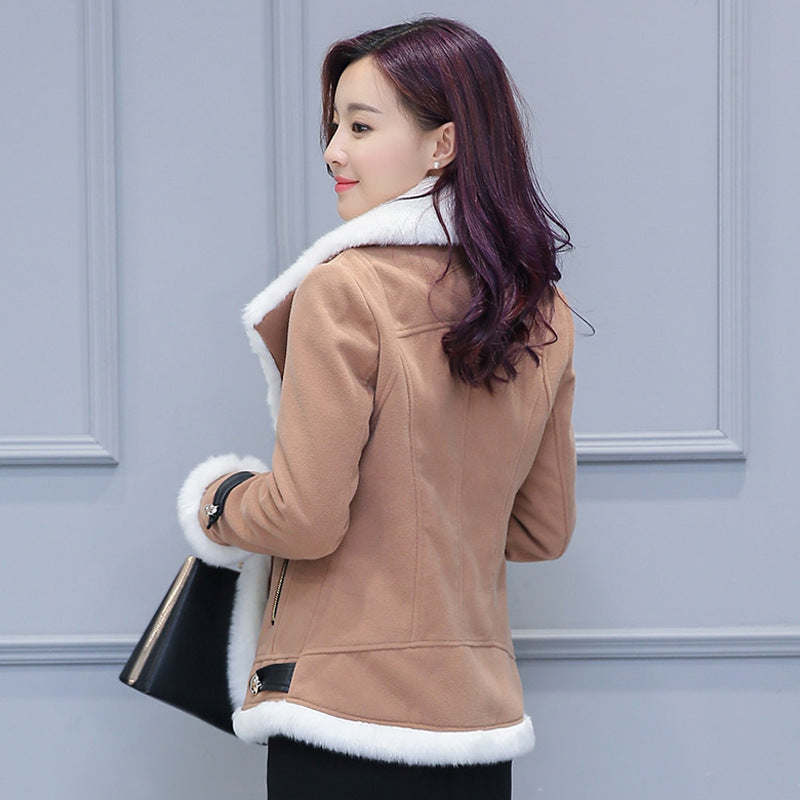 New Slim Thick Lamb Wool small Woolen Coat