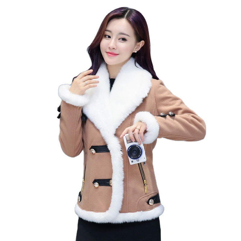 New Slim Thick Lamb Wool small Woolen Coat