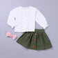 Two-Piece Long-Sleeved Lace Blouse Baby Girl Short Skirt