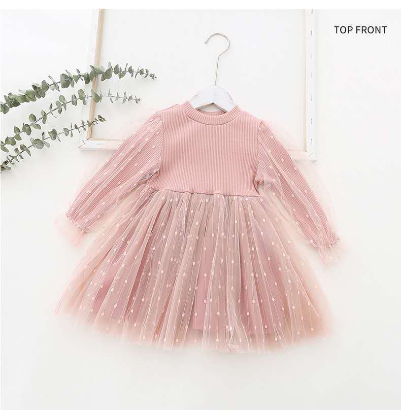 Robe en maille tricotée à manches bouffantes pour fille