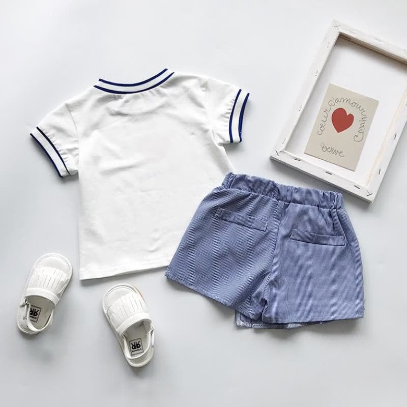 Robe imprimée pour fille, ensemble chemisier à manches courtes et short