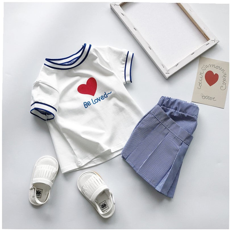 Robe imprimée pour fille, ensemble chemisier à manches courtes et short