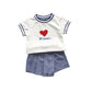 Robe imprimée pour fille, ensemble chemisier à manches courtes et short