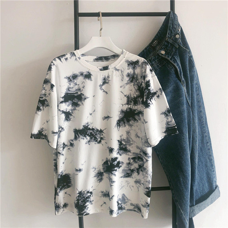 Tie-Dye Printed Short-Sleeved T-Shirt Female Harajuku Style Personality