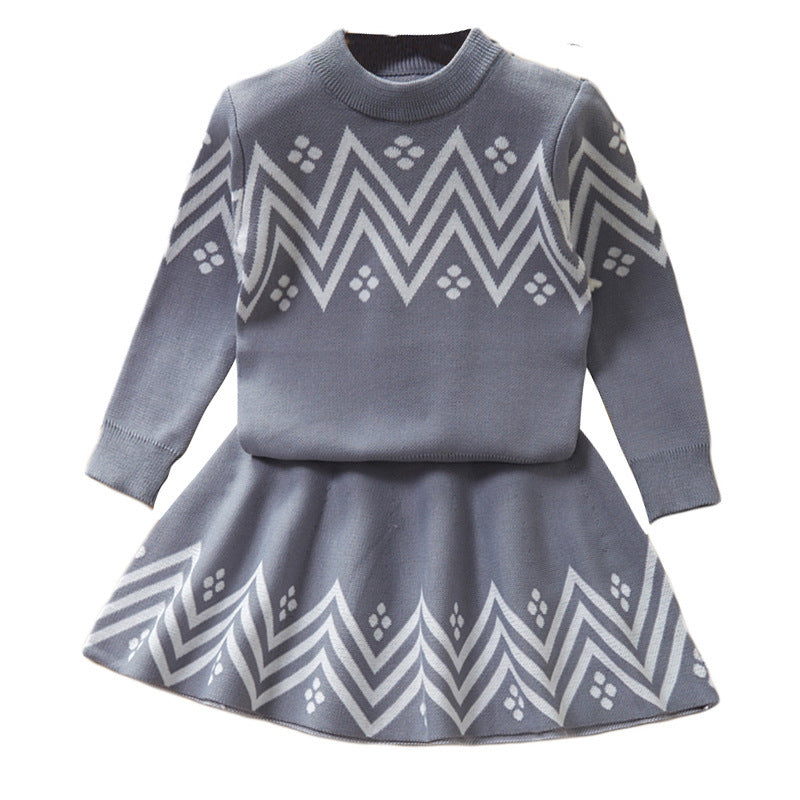 Pull décontracté et jupe tricotée style western pour enfant
