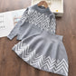 Casual Pullover Sweater And Children's Western Style Knitted Skirt