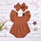 Woven Cotton Solid Color Flying Sleeves Jumpsuit