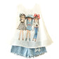 Fashion Girl Chiffon Vest shorts Suit