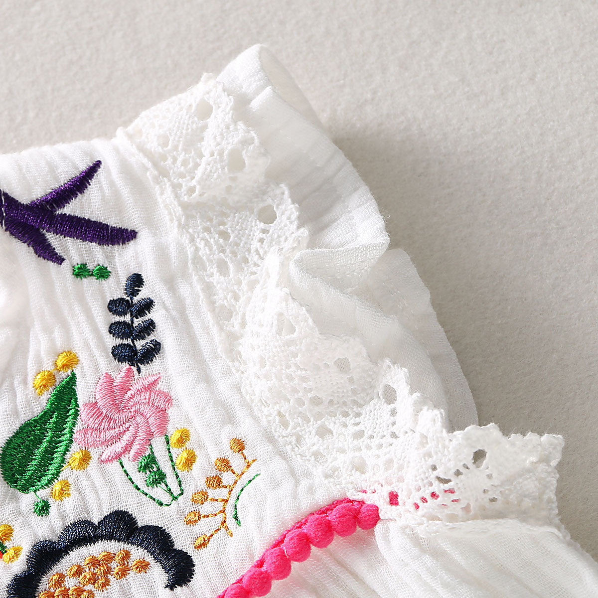 Cute Sleeveless Cotton And Linen Embroidered Princess Dress