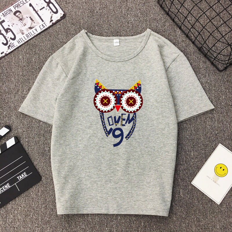 Cartoon Print Top Half Sleeve Bottoming Shirt T-shirt
