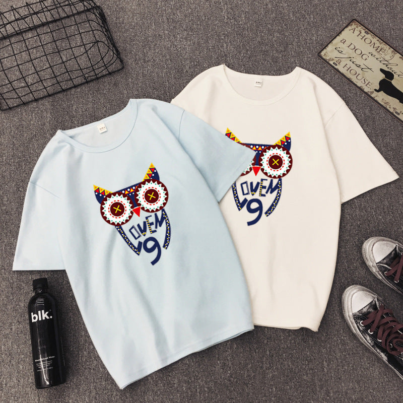 Cartoon Print Top Half Sleeve Bottoming Shirt T-shirt